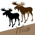 moose vector illustration flat style profile side black Royalty Free Stock Photo