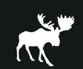 Moose vector silhouette illustration isolated on black background. Royalty Free Stock Photo