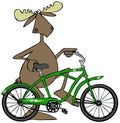 Moose walking his bicycle