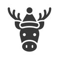Moose wearing santa hat silhouette icon design