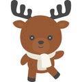 Moose wearing scarf, Winter animal doodle vector