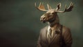 Moose Wearing Suit, Generative AI Royalty Free Stock Photo