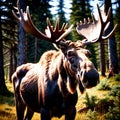 Moose wild animal living in nature, part of ecosystem