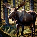 Moose wild animal living in nature, part of ecosystem