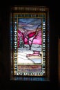 Moose, Wyoming, USA, May, 29, 2021: Stained glass window in the Chapel of Transfiguration - St. Johns Episcopal Church