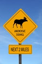 Moose Xing warning roadsign Royalty Free Stock Photo