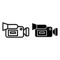 Moovie camera line and glyph icon. Portable video camera vector illustration isolated on white. Film camera outline