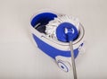 Mop and blue bucket for cleaning floor Royalty Free Stock Photo