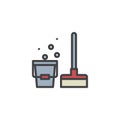 Mop and bucket filled outline icon