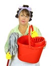 Mop And Bucket Housewife Royalty Free Stock Photo