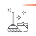 Mop and bucket line vector icon