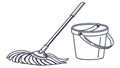 A mop and bucket set for floor cleaning and janitorial services, vector design Generative AI Royalty Free Stock Photo