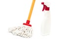 Mop and cleaner bottle Royalty Free Stock Photo