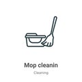Mop cleanin outline vector icon. Thin line black mop cleanin icon, flat vector simple element illustration from editable cleaning Royalty Free Stock Photo