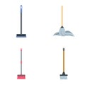 Mop cleaning swab icons set, flat style