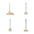 Mop cleaning swab icons set vector color