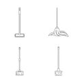 Mop cleaning swab icons set, outline style