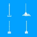 Mop cleaning swab icons set, simple style