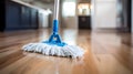 Mop on light tile floor, closeup. Neural network AI generated Royalty Free Stock Photo