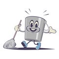 Funny cartoon bucket with cleaning mop