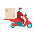 Moped delivery of asian food Flat vector illustration