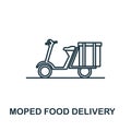 Moped Food Delivery icon from fastfood collection. Simple line element Moped Food Delivery symbol for templates, web design and