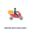 Moped Food Delivery icon. Mobile apps, printing and more usage. Simple element sing. Monochrome Moped Food Delivery icon illustrat