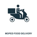 Moped Food Delivery icon. Mobile apps, printing and more usage. Simple element sing. Monochrome Moped Food Delivery icon