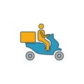 Moped Food Delivery icon set. Four elements in diferent styles from fastfood icons collection. Creative moped food delivery icons