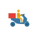 Moped Food Delivery icon. Simple flat element from fastfood collection. Creative moped food delivery icon for templates, software