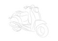 Moped stands drawing lines, vector