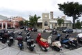 Mopeds parked on Reid Street in Hamilton- Bermuda