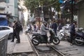 Mopeds on the street in Hanoi, Vietnam