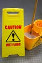 Mopping floor warning sign Royalty Free Stock Photo