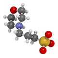 MOPS buffering agent molecule. 3D rendering.