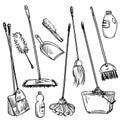 Mops. Set of cleaning tools. Royalty Free Stock Photo
