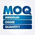 MOQ - Minimum Order Quantity acronym, business concept background