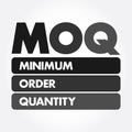 MOQ - Minimum Order Quantity acronym, business concept background