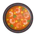 Moqueca. Brazilian Seafood Stew with shrimps. Latin American food. Vector illustration isolated on white background.