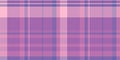 Morado vector background fabric, wallpaper seamless check plaid. Mat textile tartan texture pattern in purple and pink colors Royalty Free Stock Photo