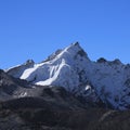 Moraine of the Khumbu Glacier and peak seen from Gorakshep Royalty Free Stock Photo