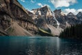 Moraine Lake, Banff Canada. Kayak during sunset Royalty Free Stock Photo