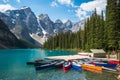 Moraine Lake in Banff National Park, Alberta, Canada Royalty Free Stock Photo
