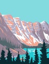 Moraine Lake in Banff National Park Alberta Canada WPA Poster Art