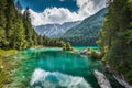 Moraine lake in Banff National Park, Canadian Rockies, Canada. Royalty Free Stock Photo