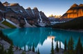 Moraine lake in Banff national park, canadian rockies, canada. sunny summer day Royalty Free Stock Photo