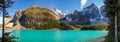 Moraine lake beautiful landscape in summer to early autumn sunny day morning. Banff National Park. Royalty Free Stock Photo