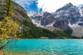 Moraine lake beautiful landscape in summer to early autumn sunny day morning. Banff National Park. Royalty Free Stock Photo