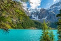 Moraine lake beautiful landscape in summer to early autumn sunny day morning. Banff National Park. Royalty Free Stock Photo