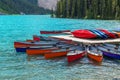 Moraine Lake Kayaks, Banff, Canada Royalty Free Stock Photo